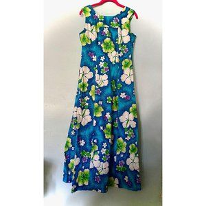 1960s POMARE Hawaiian Barkcloth Maxi Dress MuuMuu